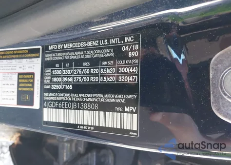2018 Mercedes-Benz Gls 450 4Matic z USA, uszkodzony, nr VIN 4JGDF6EE0JB138808